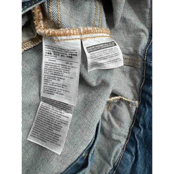 Levi's Denim Trucker Jean Vest Mens Medium Blue Medium Wash Rough Hem - Picture 8 of 12